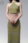 SWAYING/KNIT gradient straight long skirt SW23SS3B04 gradient green PS62